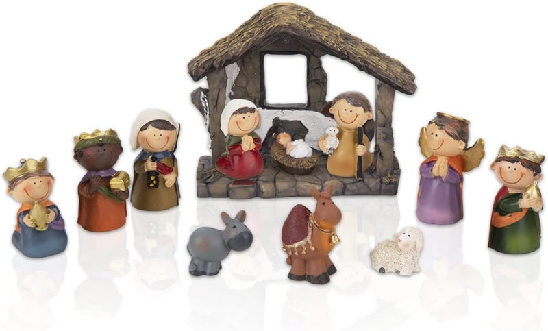 Ovewios Mini Nativity Sets for Christmas Indoor, Little People Nativity Set for Tabletop, Mini Nativity Scene Sunday School Crafts Decorations for Classroom Religious Christmas Ornaments - Image 1